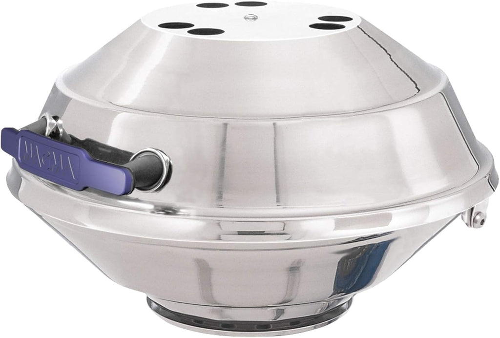 Magma A10-215 Marine Kettle Portable Gas Grill - Stainless Steel BBQ for Boats - Wind-Resistant Design, Safe Propane Connection, Stay Cool Handle - 17' Diameter