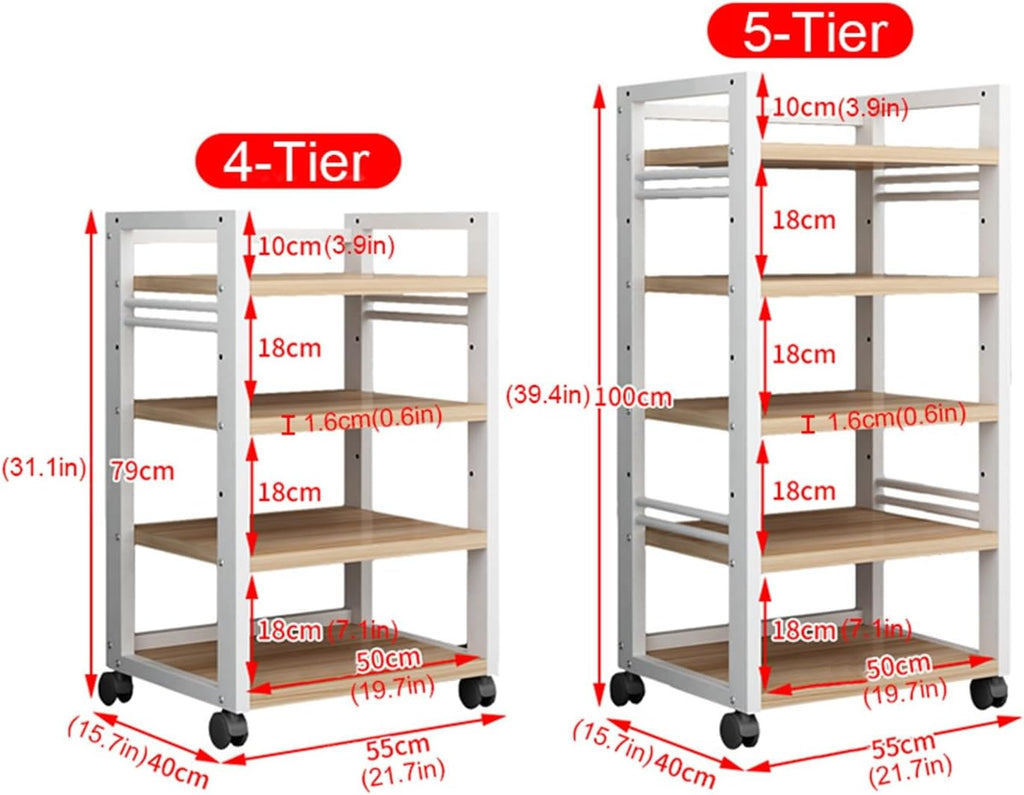4/5-Tier Movable Amplifier Stand AV Media Stand CD Player Stereo Shelf Home Theatre Equipment Storage Shelf Multi-Function Open Cabinet Audio Video Component Cabinet (Color : C, Size : 5-Tier)