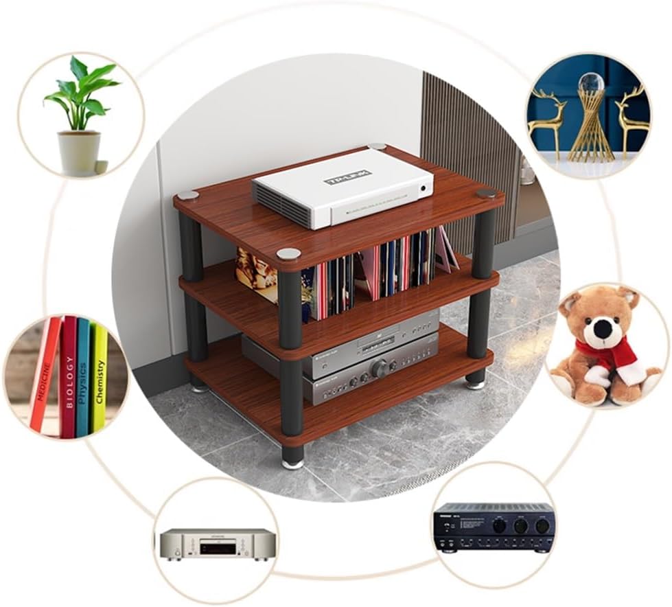 Media Storage Cabinet Rack Audio Tower, Modern Audio-Video Media Stand, 1/2/3/4-Tier Media Cabinet, Wood Stereo Cabinet(Red,2 Tier)