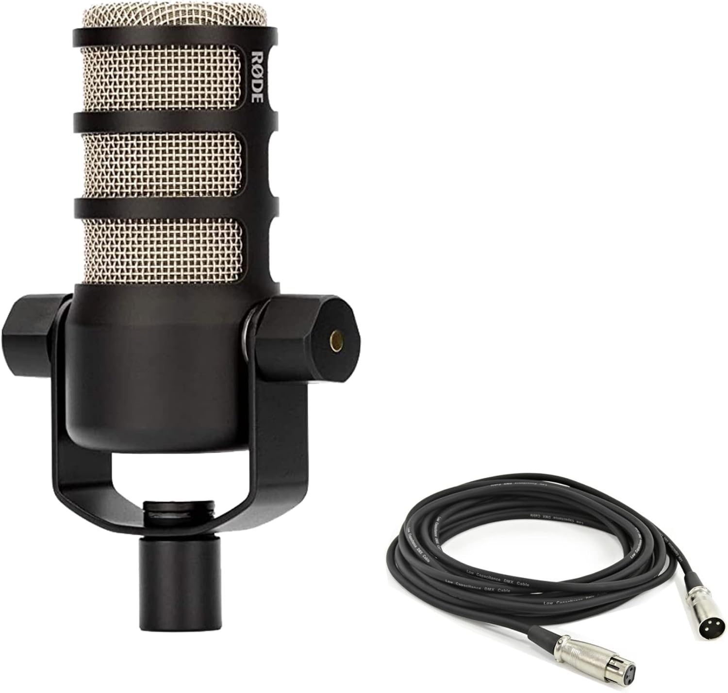 Rode PodMic Dynamic Broadcast Microphone with Rode Desk Stand 2 (DS2), XLR Cable, and StreamEye Polishing Cloth