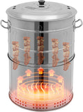 Large Stainless Steel Charcoal Hanging BBQ Grill, Charcoal Grills 360° Rotating Vertical Grill Portable Barbecue Barrel for Outdoor Cooking, Camping, Garden, Party