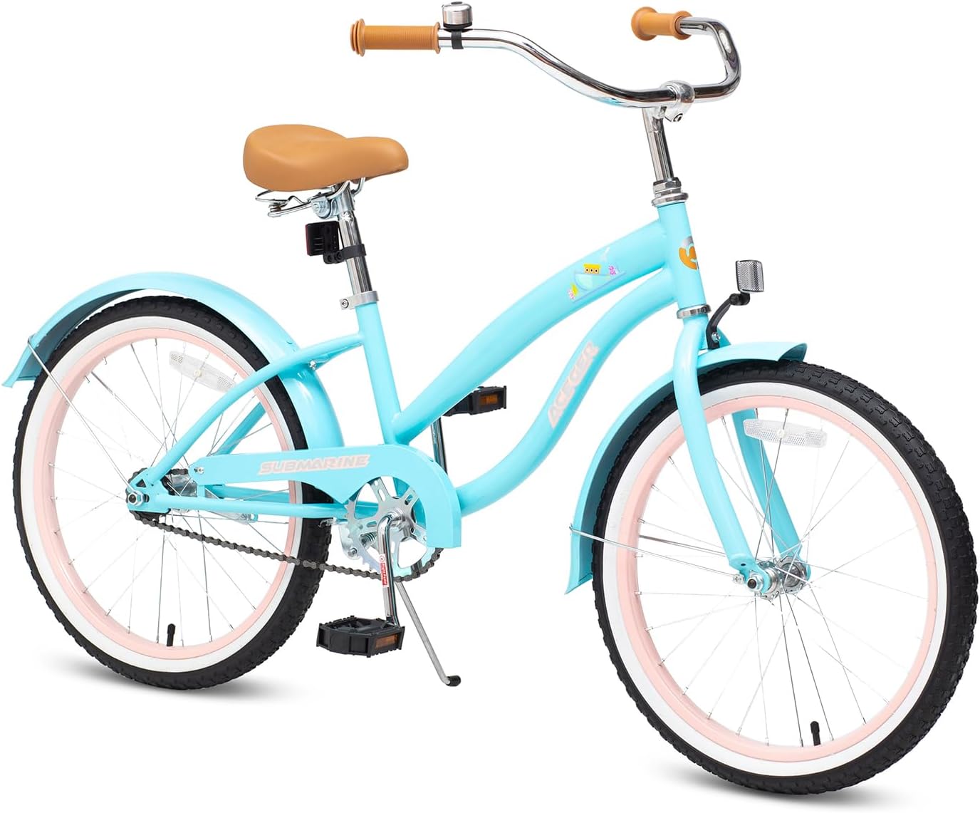 ACEGER Girls Beach Cruiser Bike for Kids 5-13 Years Old, 16' 18' 20' 24' Single Speed Kids Bicycle Included Coaster Brake, Front and Rear Reflectors, 24' 7 Speeds with Dual Brakes
