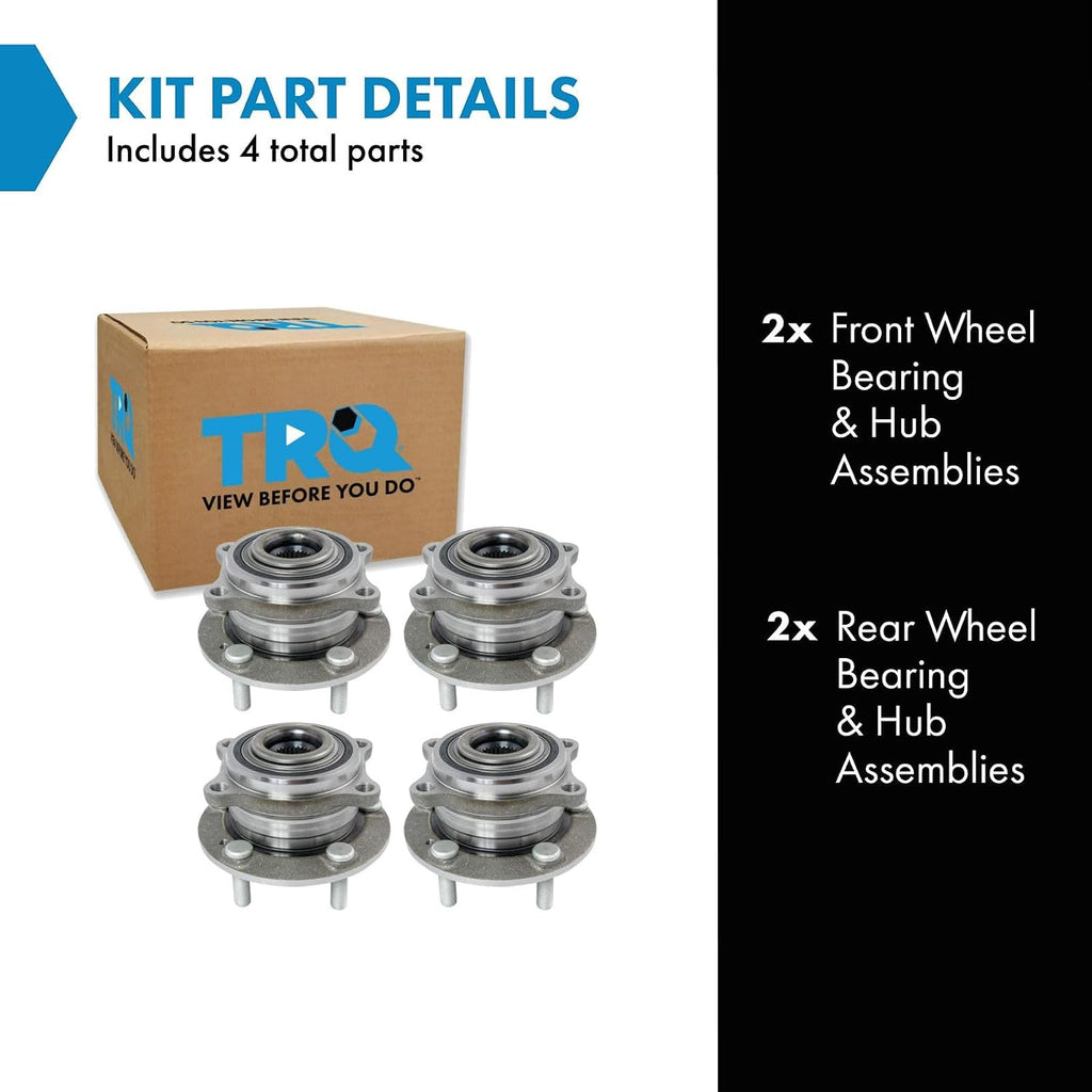 TRQ 2 Piece Wheel Bearing & Hub Assembly Set Compatible with 2007-2014 Hyundai Santa Fe 2013-2014 Santa Fe Sport 2007-2012 Veracruz 2011-2015 Kia Sorento