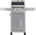 Monument Grills 2-Burner Stainless Steel Liquid Propane Gas Grill, Two Foldable Shelves Patio Garden Barbecue Grill with Clearview® Lid, Knob Control Mesa200S