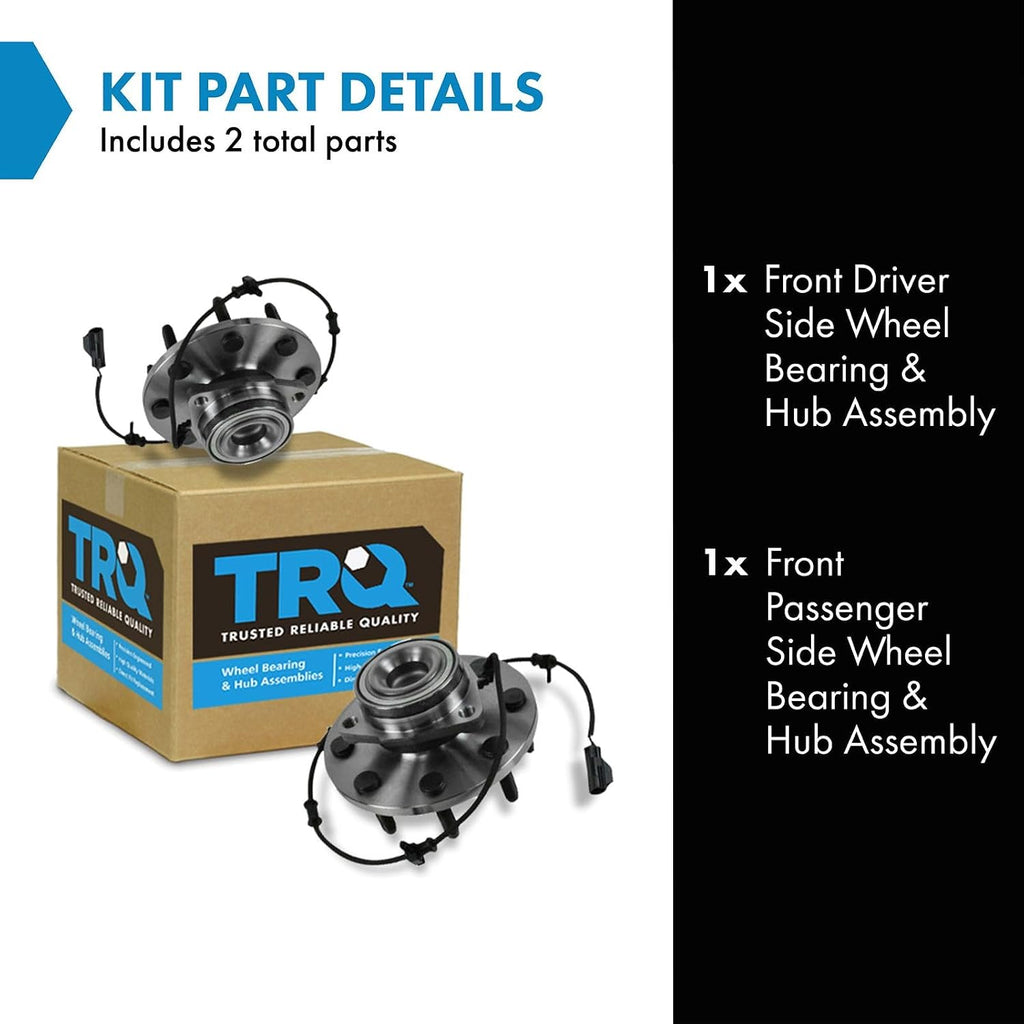 TRQ 2 Piece Front Wheel Bearing & Hub Assembly Set Compatible with 2006-2008 Dodge Ram 1500 Ram 2500 Ram 3500