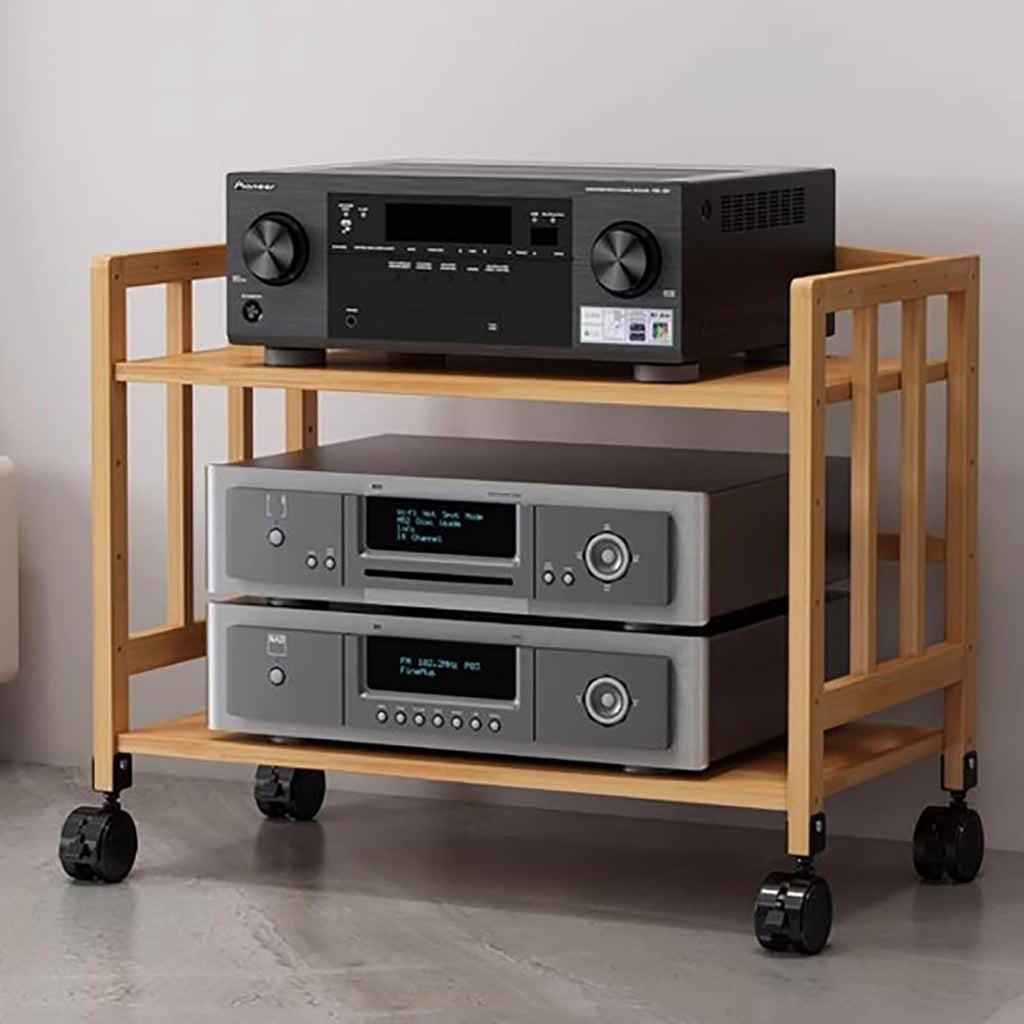 Stand Movable Audio Equipment Cabinet w/Adjustable Shelf, Home Stereo Rack System Complete for Cd Player and Speakers, 1-5 Tier Av Component Stand(Natural-50x53cm