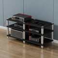 Multifunctional Stereo Rack & Media Storage Cabinet - 2/3/4-Tier AV Stand, Corner Shelf for Audio Equipment, Movable Entertainment Center, Video Game Console Organizer - Dark Finish
