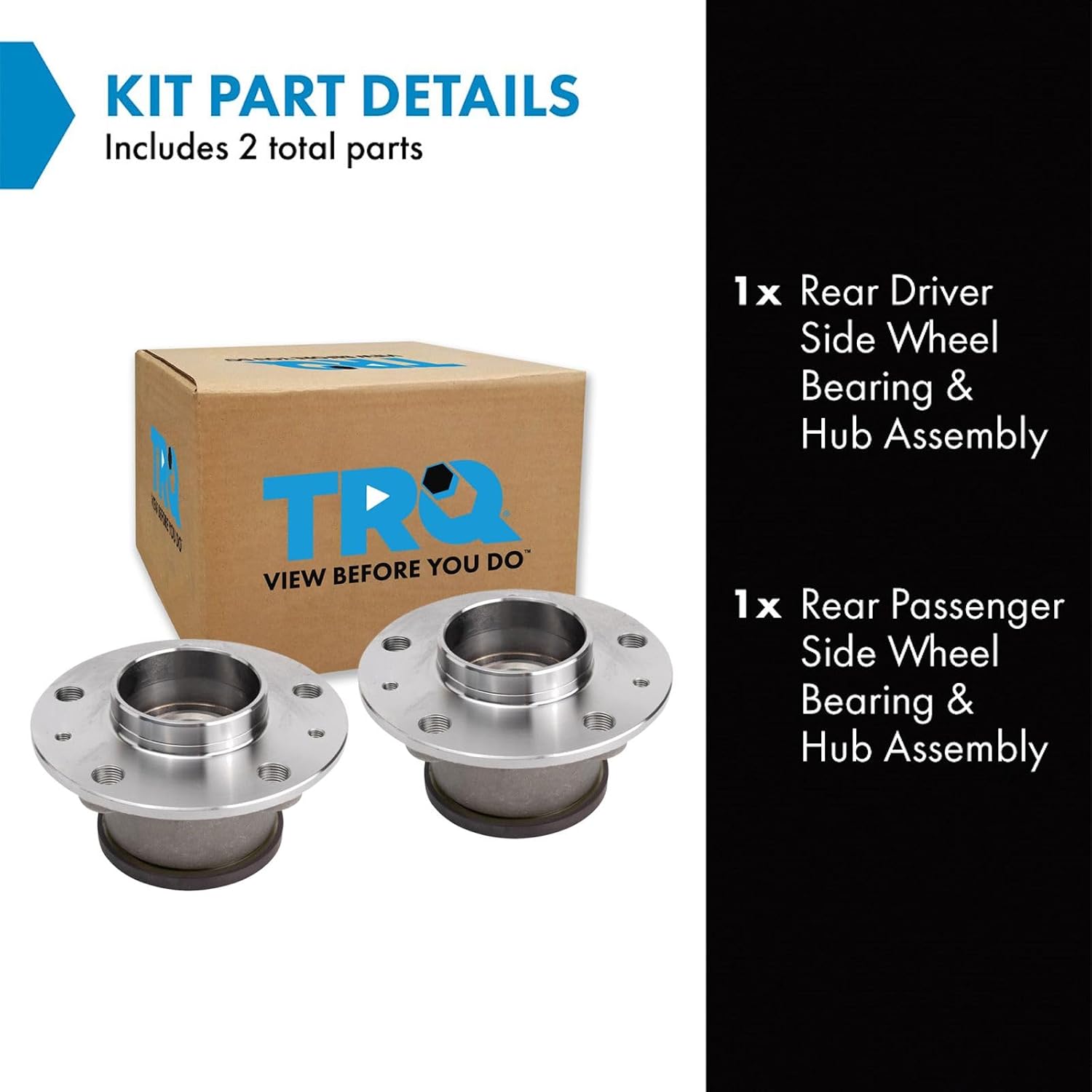TRQ Rear Left and Right Wheel Bearing and Hub Assembly Set 2 Piece Compatible with 2014-2023 Ram ProMaster 1500 2014-2023 ProMaster 2500 2014-2023 ProMaster 3500
