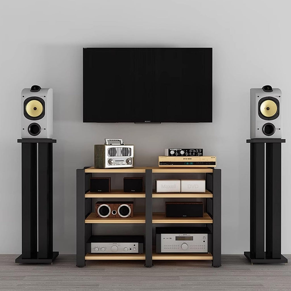 AV Media Stand, Video Audio Rack with Storage Shelves, Multi-Function Record Player Stand, Stand Corner Component Stereo Cabinet, Power Amplifier Shelf Equipment(Natural,4 tier 72CM/28.3in)