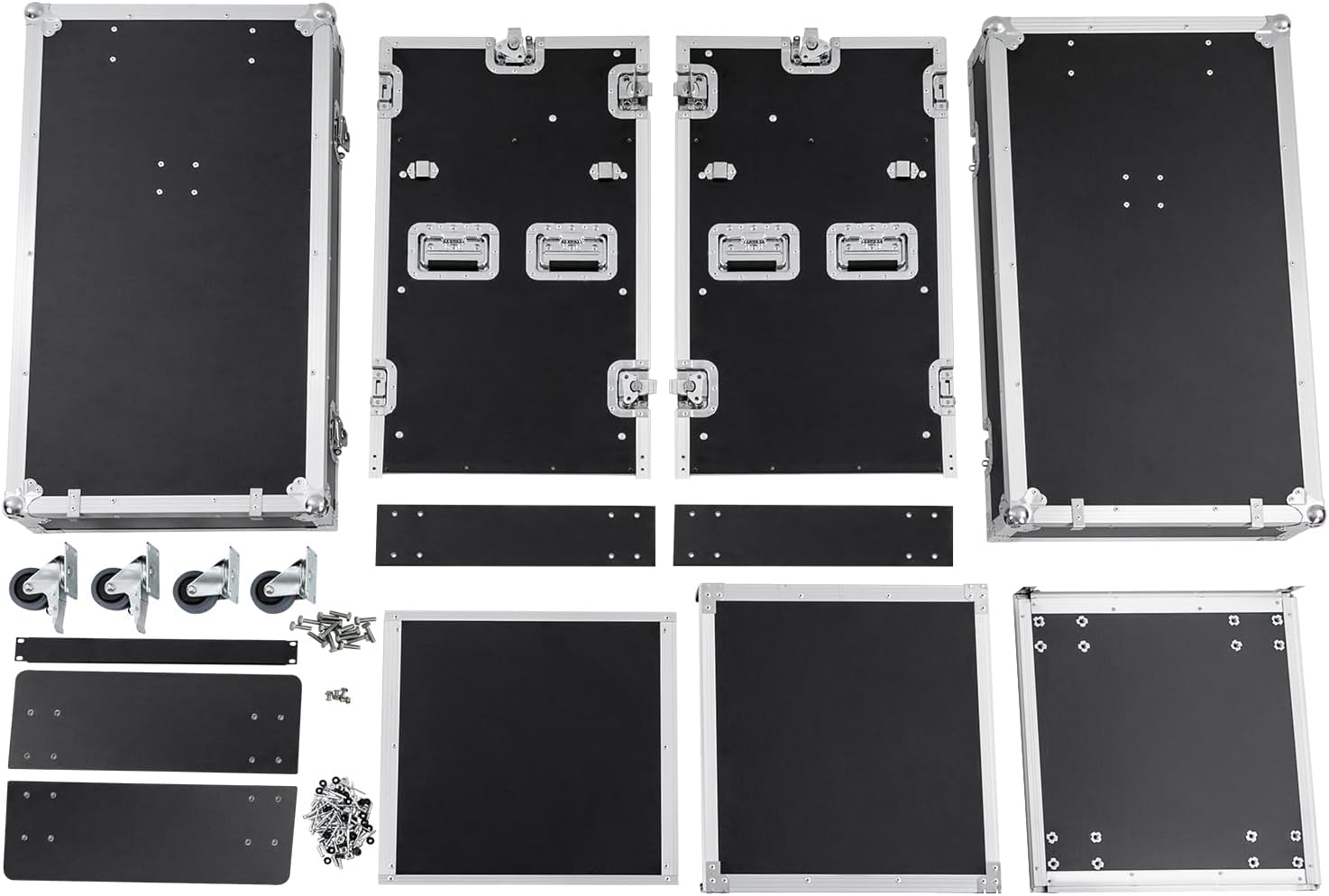 14U PA DJ Rack/Road ATA Case, Network & Stereo Rack with Slant Mixer Tops, Heavy-Duty DJ Work Table Rolling Studio Equipment Cabinet, Amplifier Mixer Storage Stand for Pro Tour Grade, Live Sound