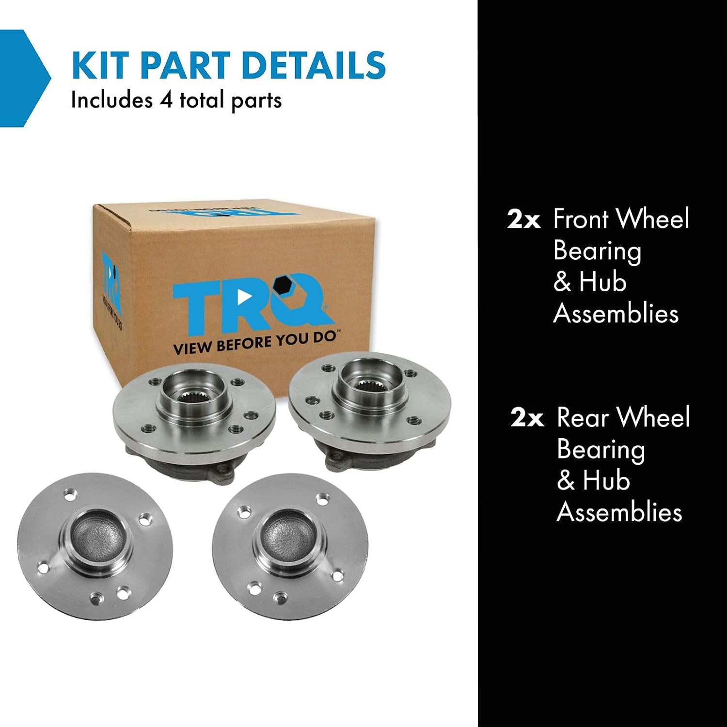 TRQ 2 Piece Front Rear Wheel Bearing & Hub Assembly Set Compatible with 2002-2006 Mini Cooper