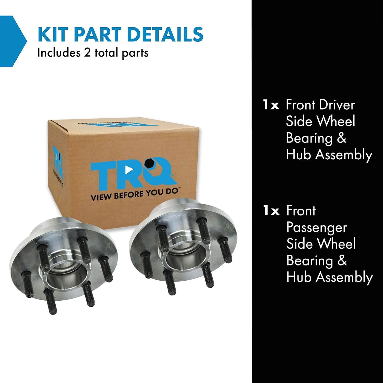 TRQ Front Wheel Bearing and Hub Assembly Set 2 Piece Compatible with 97-03 Dodge Dakota RWD Left and Right 2 Wheel ABS 04 Dakota RWD Left and Right Rear Drum Brakes