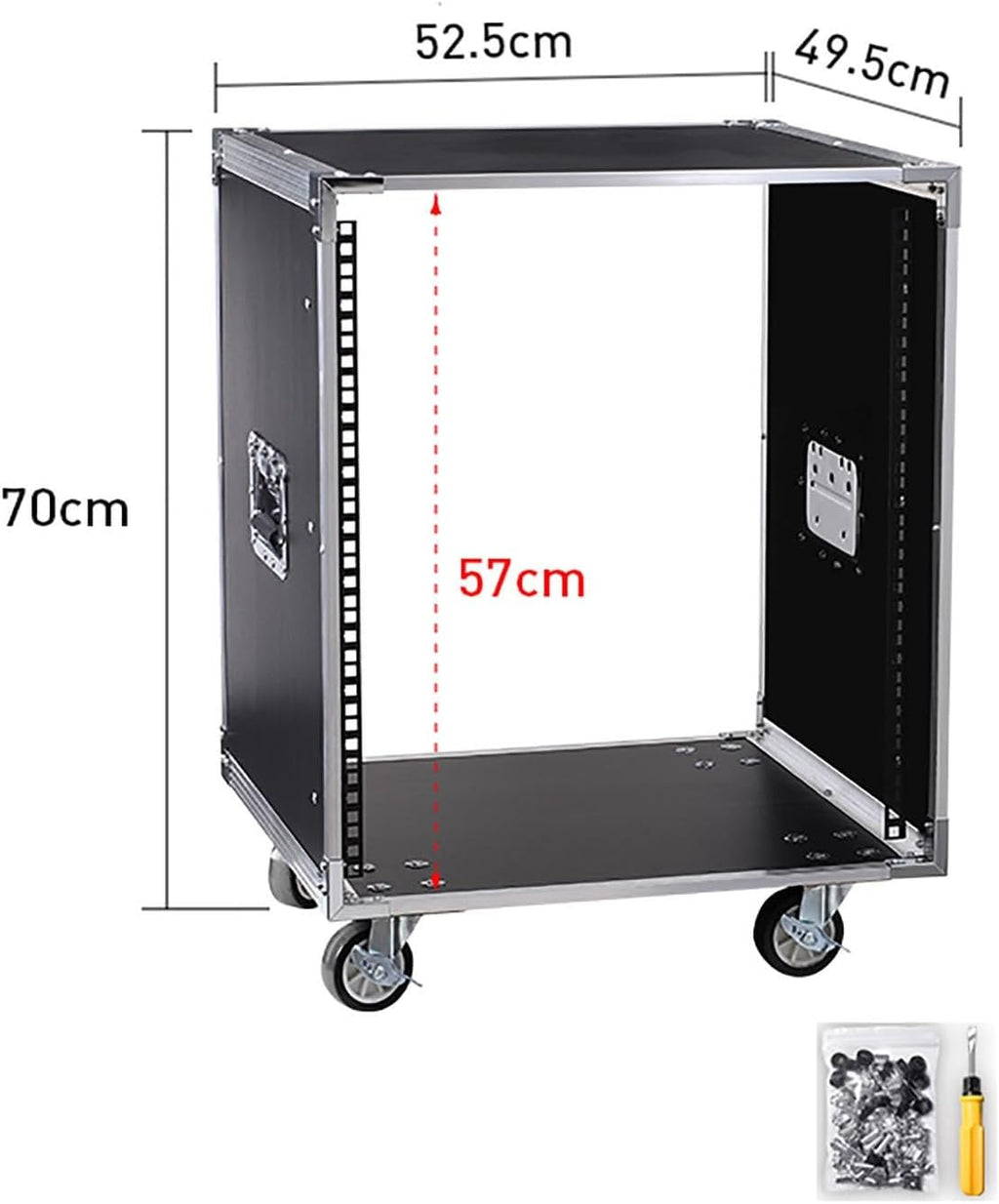 Portable Network Rack，Open Frame Rack，for Servers & AV Gear，with Caster Built-in Handle Network Rack， Rolling Network Rack（16U -87x52.5cm） (Size : 12U-70X52.5CM)