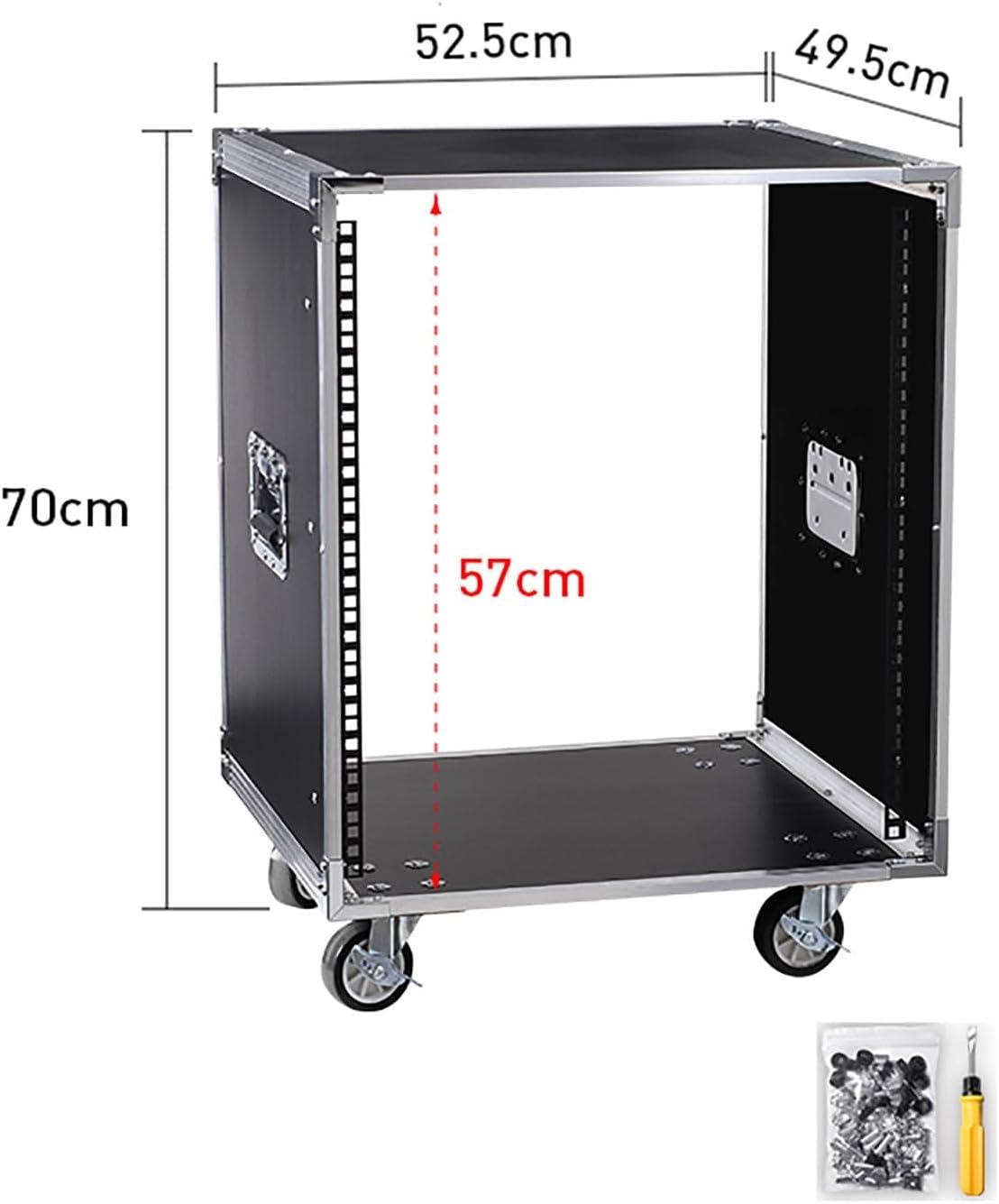 Portable Network Rack，Open Frame Rack，for Servers & AV Gear，with Caster Built-in Handle Network Rack， Rolling Network Rack（16U -87x52.5cm） (Size : 12U-70X52.5CM)