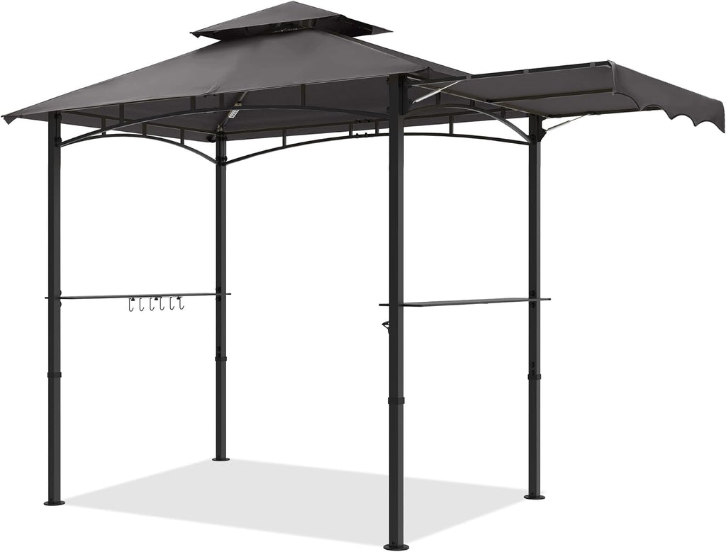 MASTERCANOPY 11 x 5 Grill Gazebo with Extra Side Awning Outdoor BBQ Gazebo with 2 LED Lights for Patio Party Backyard Picnic(Dark Gray)