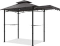 MASTERCANOPY 11 x 5 Grill Gazebo with Extra Side Awning Outdoor BBQ Gazebo with 2 LED Lights for Patio Party Backyard Picnic(Dark Gray)