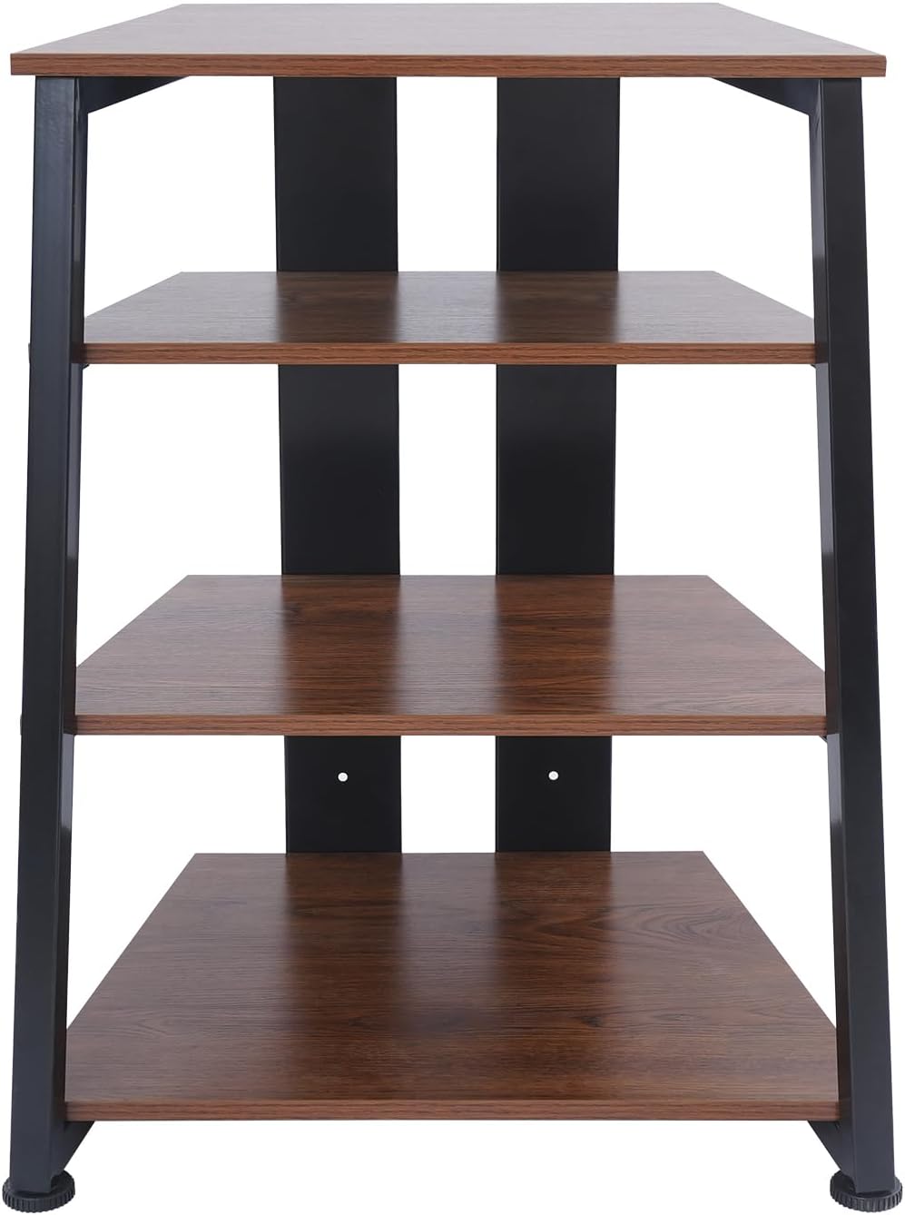 4-Tier AV Media Stand Corner Shelf Wooden Stereo Cabinet Audio Rack Tower for Audiovisual Equipment/DVD Players/CD Changers/Game Consoles
