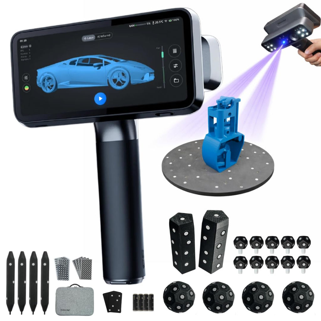 EinScan Rigil Wireless 3D Scanner with Turntable, HD Scan, Hybrid Laser & VCSEL Infrared, 0.05mm Resolution, 0.04mm Accuracy, 50 Laser Line, Reverse Engineering, Manufacturing, Art and Design
