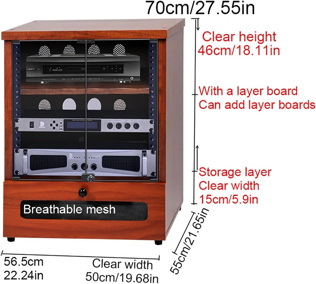 Stylish Wooden Media Cabinet for Record Player & Stereo, Audio Rack Tower, Home Entertainment Shelf & Stand, 56.5x55x70cm - Perfect for Music Lovers & Living Room Décor