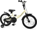 COSTWAY Kids Bike, 18 Inch Toddler Bicycle with Removable Training Wheels, Dual Brakes, Adjustable Seat & Handlebar Height, Girls & Boys Bikes for 3-8 Years Old (Beige,18 Inch with Kickstand)