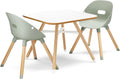 Lalo The Play Kit, Kids Table and Chairs Set with Sustainably Sourced Wood Kids Table & Set of 2 Non-Toxic Bucket Seat Chairs - Safe and Comfortable - Coconut/Sage