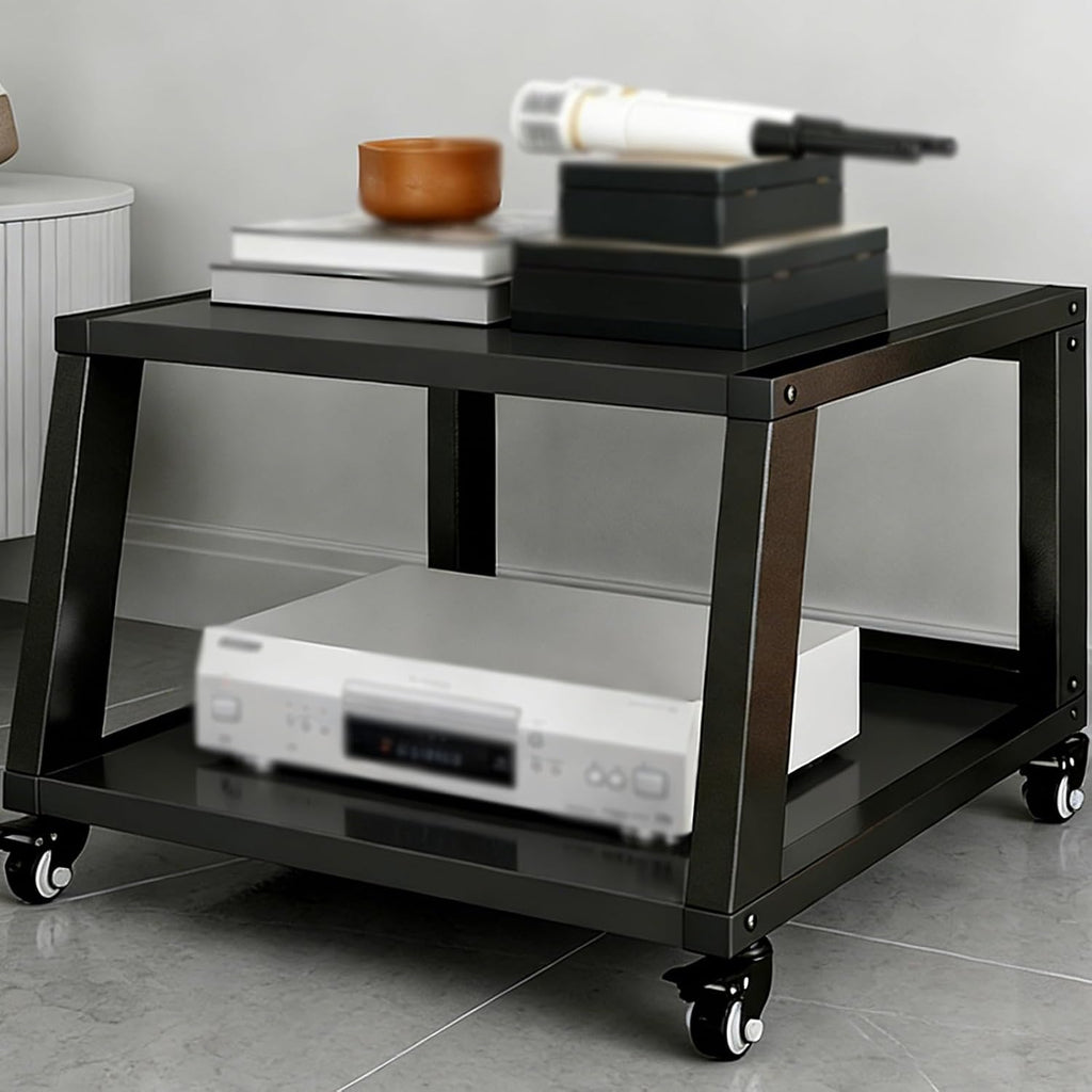 YLLFFLL Heavy Duty Stereo Rack System Cabinet with Casters, 2 3 4 5 Tier Audio Component Racks Tower Media Stereo Stand Equipment Shelf, Hi Fi Stands for Home(#2,2 Shelf)