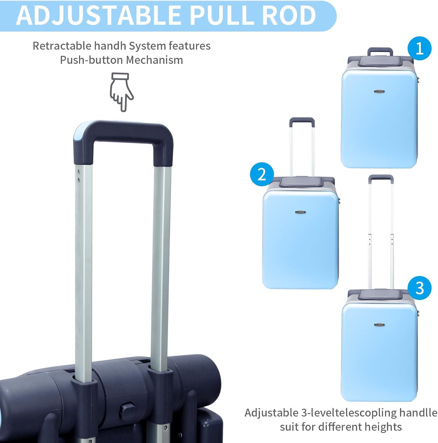 LemoHome Expandable Luggage with Spinner Wheels,Large Suitcases with Child Seat Design,Hard Luggage for Women and Men,20 inch Hardside Carry on Luggage for Travel (Blue visor)