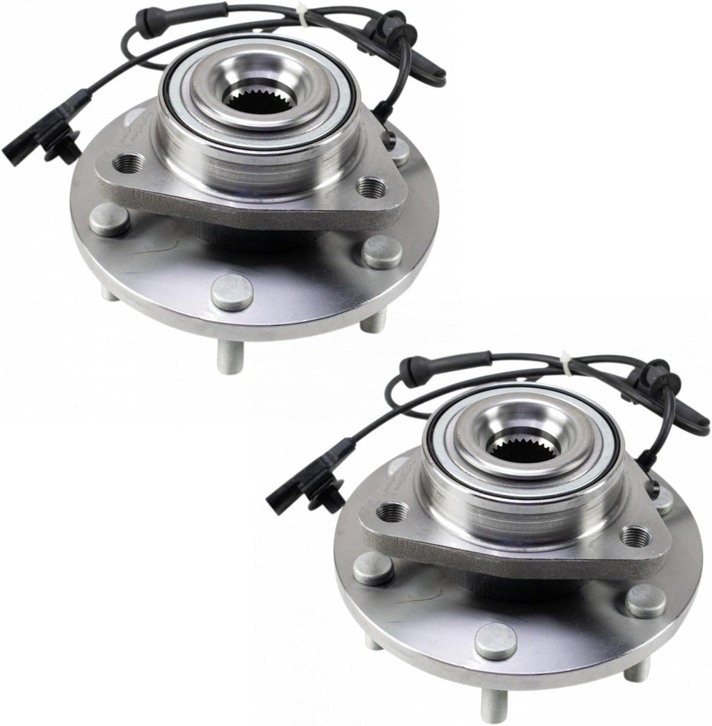 TRQ Front Left and Right Wheel Bearing and Hub Assembly Set 2 Piece Compatible with 2017-2023 Nissan Titan 4WD