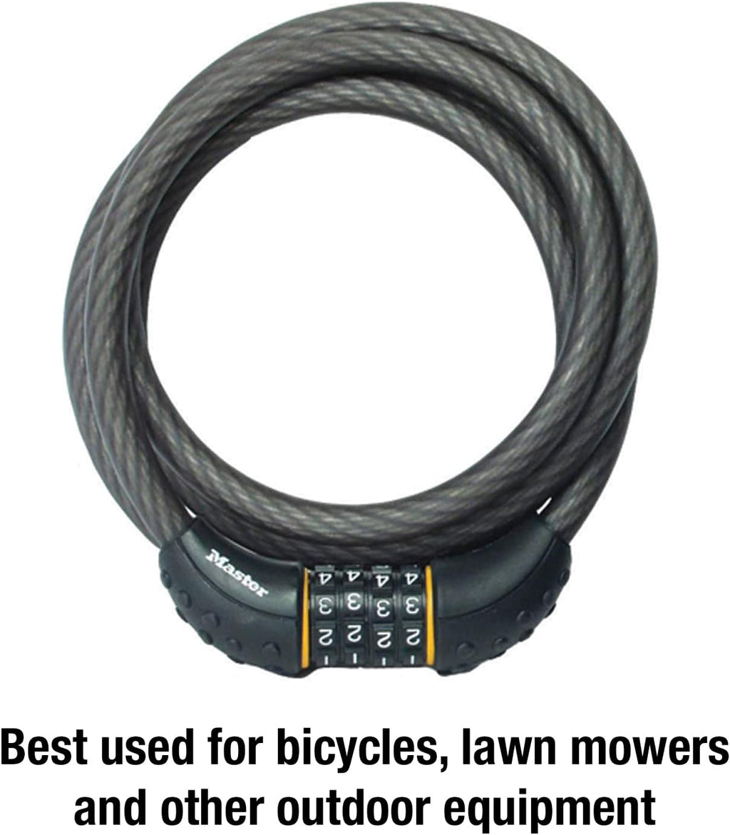 Master Lock Cable Lock, Set Your Own Combination BikeLock, 6 ft. Long, Black, 8122D (Pack of 144)