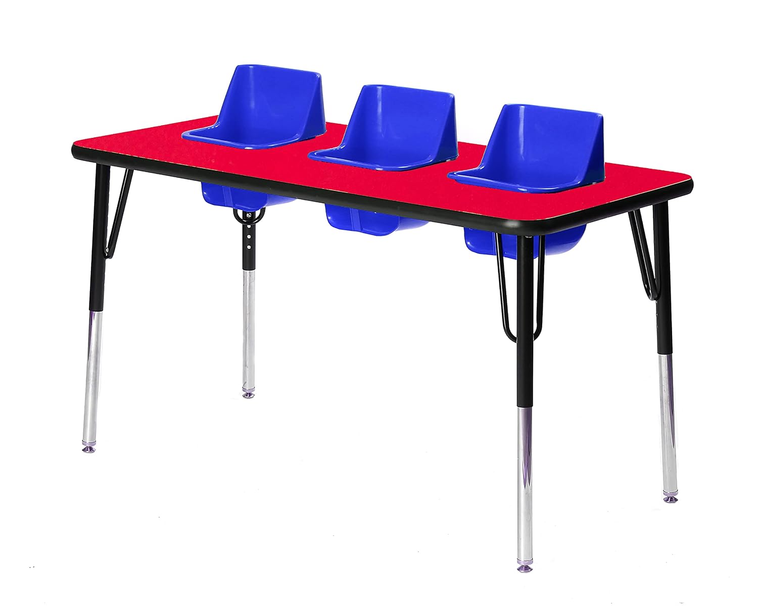 3-Seat Feeding Table (Red Top, Blue Seats, Black T-Mold)