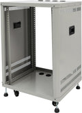 Network Audio Rack with Wheels, Steel Server Rack Cabinet for AV Equipment, Amplifiers, Network Gear, Rolling Universal Rack with Cable Management & Ventilation (Gray, 15U)