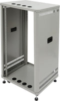Network Audio Rack with Wheels, Steel Server Rack Cabinet for AV Equipment, Amplifiers, Network Gear, Rolling Universal Rack with Cable Management & Ventilation (Gray, 22U)