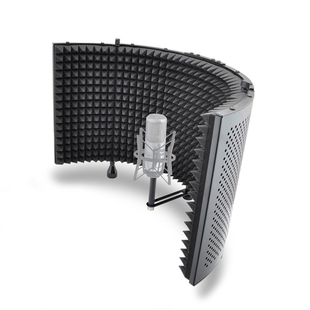 Pyle, Microphone Isolation Shield, Sound Dampening Foam, Studio Quality, Adjustable Mic Depth, Folding Panels, Countertop & Stand Mountable, Includes Removable Shock Mount, Universal Threading