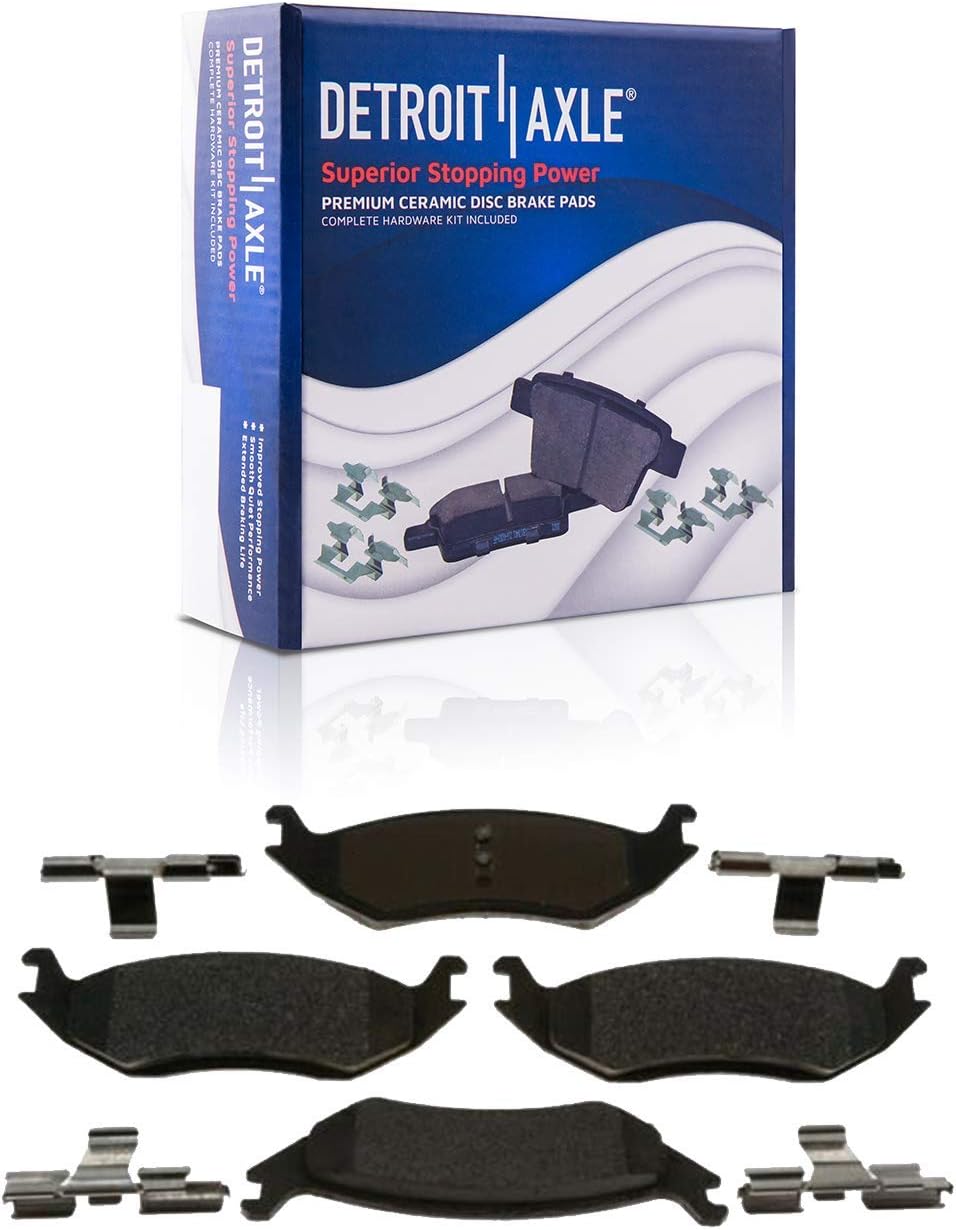 Detroit Axle - Brake Kit for 2006-2010 Dodge Ram 1500 2007-2009 Durango 2009 Chrysler Aspen, Front and Rear Disc Brake Rotors Ceramic Brake Pads w/Hardware Wheel Lug Nuts Replacement