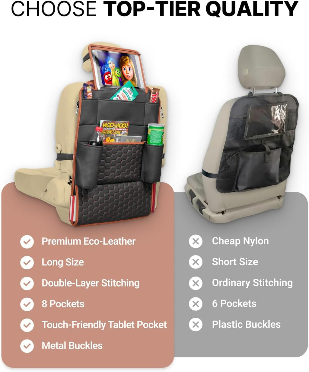Owleys Set Seat Back Organizer & Car Seat Protector Hexy Waterproof & Non-Slip Protector for Child Car Cushion for Leather and Fabric Seats (Hexy Set 1)