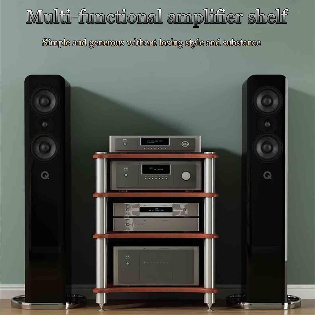 3-Tier HiFi Audio Equipment Cabinet - Sturdy Multi-Functional Amplifier Rack for Home Theater Av Equipment and Audio Systems - Professional Sound Support-Wood Colour-3st Floor