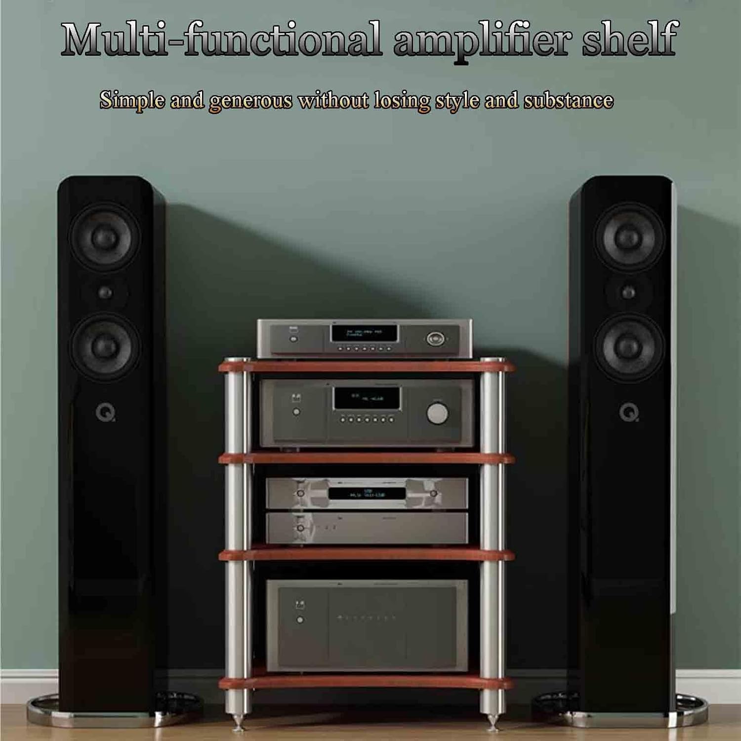 3-Tier HiFi Audio Equipment Cabinet - Sturdy Multi-Functional Amplifier Rack for Home Theater Av Equipment and Audio Systems - Professional Sound Support-Wood Colour-3st Floor