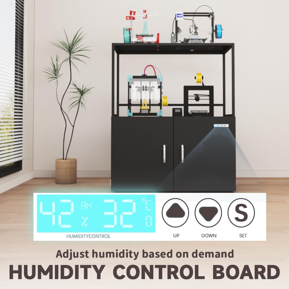 300L 3D Printer Filament Storage Stand with Dehumidifier | Industrial Sealed Dehumidifying Cabinet Holds 160 Rolls -Compatible with PLA/ABS/TPU (300L Black)