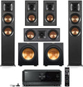 Klipsch Reference 5.2 Home Theater System, Bundle 2X R-625FA Floorstanding 2X R-12SW Subwoofer, R-52C Center, R-41M Bookshelf Speakers, and Yamaha RX-A2AB 7.2-Channel AV Receiver