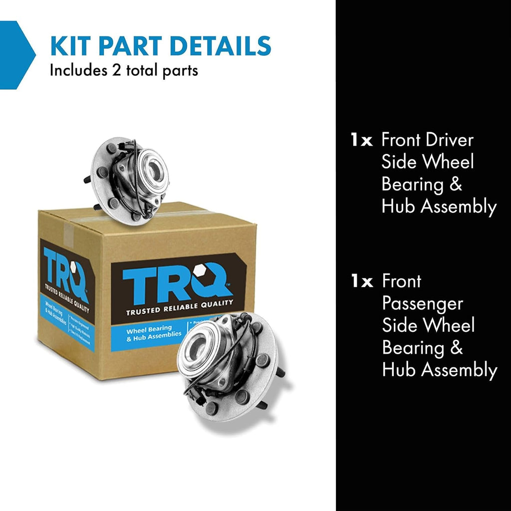 TRQ Front Left and Right Wheel Bearing and Hub Assembly Set 2 Piece Compatible with 2003-2005 Dodge Ram 2500 RWD 2003-2005 Ram 3500 RWD
