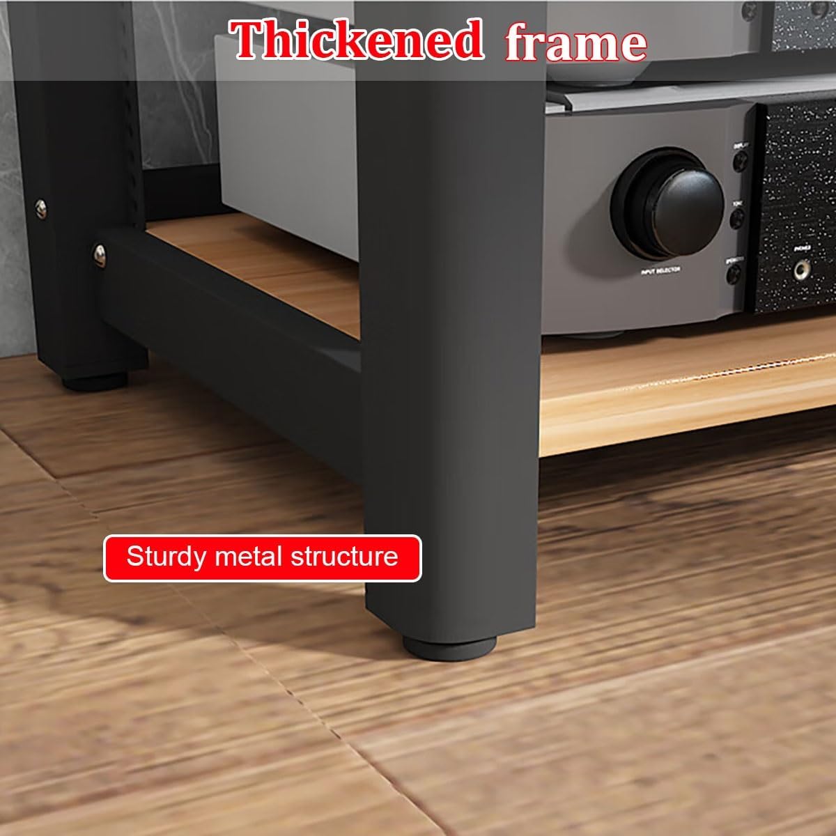 Audio Cabinet Stand, 2/3/4/5 Tier Media Rack with Height-Adjustable Shelf for DVD Players, TV Box, Game Console - Brown