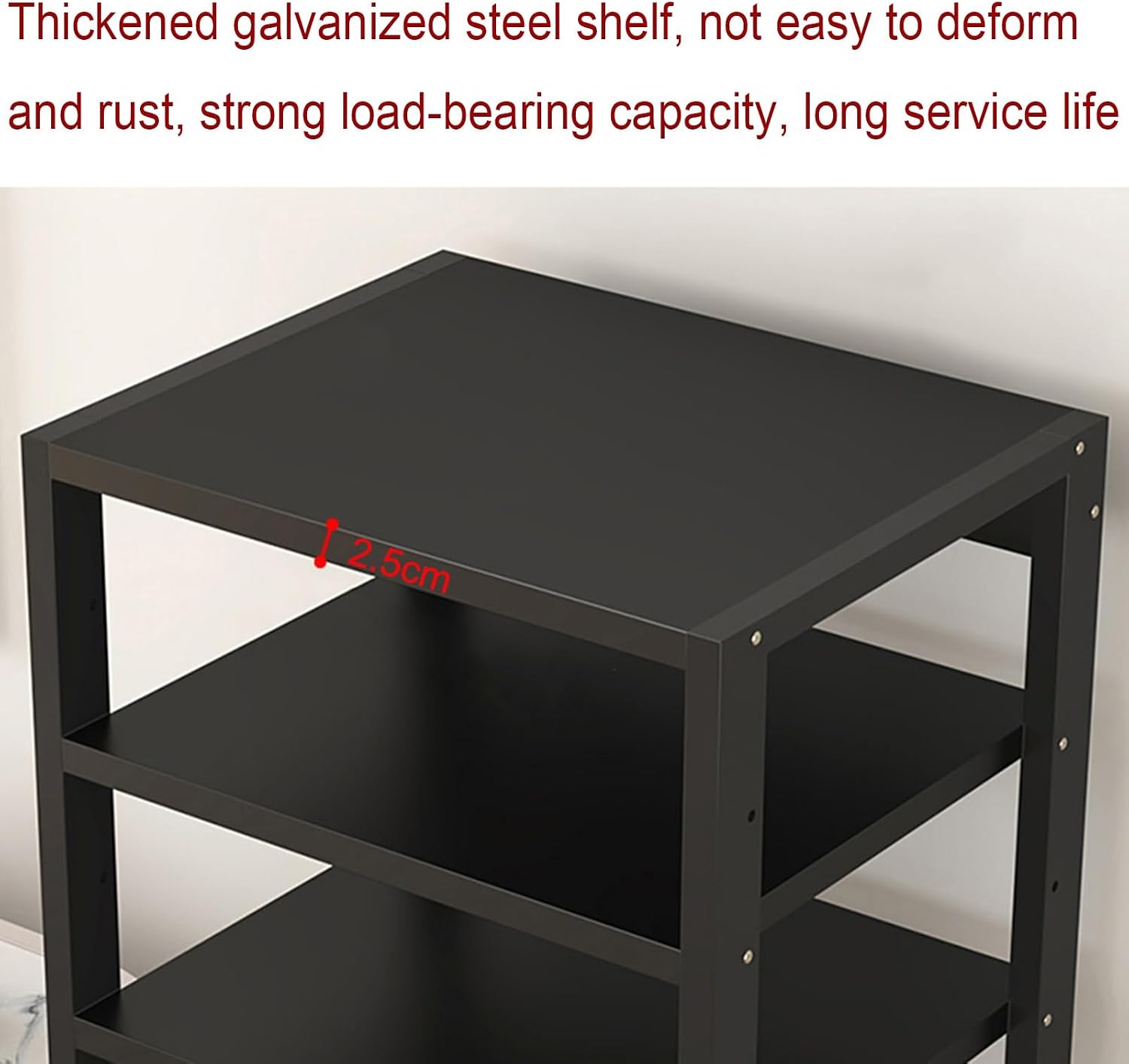 5-Tier Audio/Video Media Stand Cabinet with Wheels - Stereo Rack for DVD/CD Players, Amplifiers & Components - Multifunction Open Storage Shelf for Home & Office (55x50x90cm)