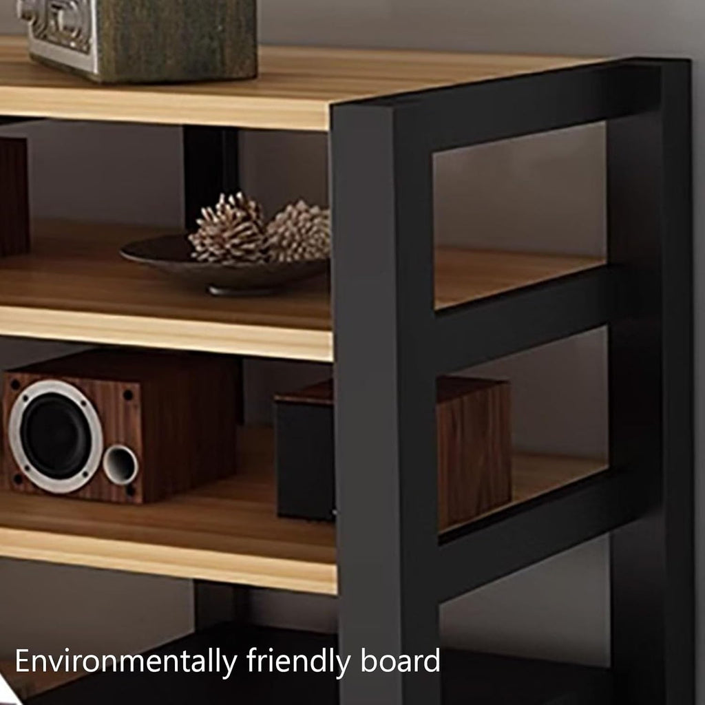 AV Media Stand, Video Audio Rack with Storage Shelves, Multi-Function Record Player Stand, Stand Corner Component Stereo Cabinet, Power Amplifier Shelf Equipment(Natural,4 tier 72CM/28.3in)