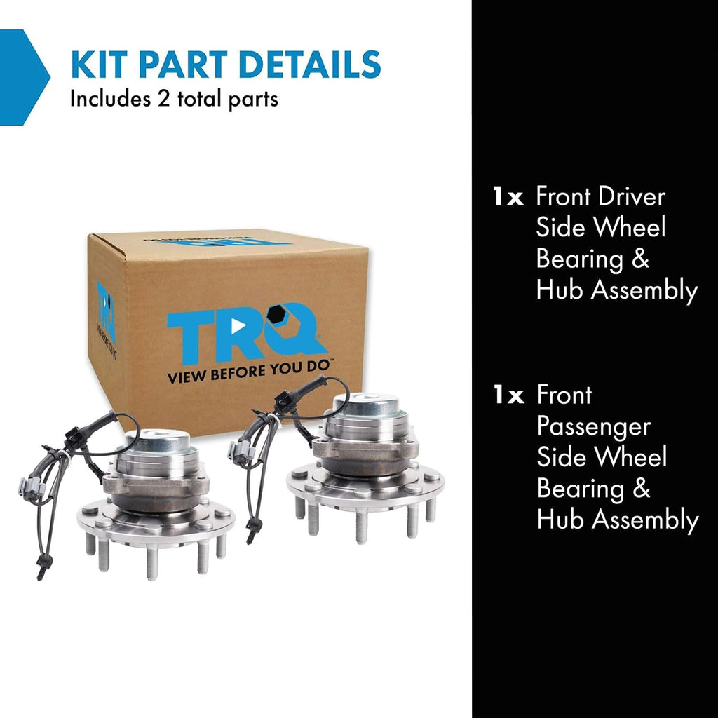 TRQ Front Wheel Bearing and Hub Assembly Set 2 Piece Compatible with 18-21 Chevrolet Express 3500 14040LB GVW 18-19 Express 4500 14040LB GVW 18-21 GMC Savana 3500 14040LB GVW 2019 Savana 4500 14040LB
