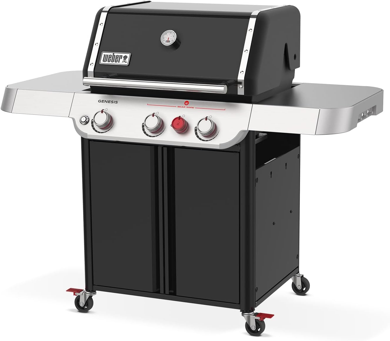 Weber Genesis E-325 Liquid Propane Gas Grill for Outdoor Cooking, 3 Burners, Black – Porcelain-Enameled, Cast-Iron Grates, PureBlu Burners & Sear Zone