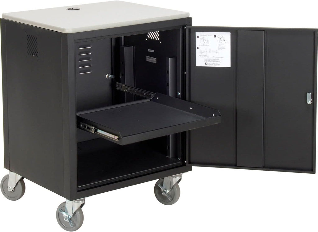 Global Industrial Audio Visual Cart w/Lockable Cabinet, 500 Lb. Capacity, Black