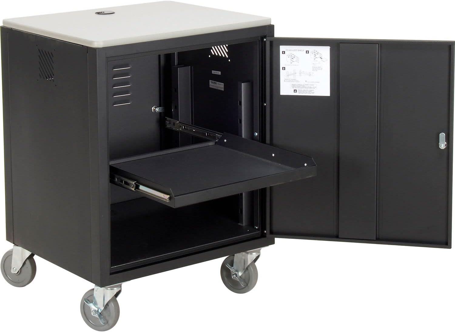 Global Industrial Audio Visual Cart w/Lockable Cabinet, 500 Lb. Capacity, Black