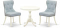 East West Furniture AMSI3-LWH-15 3 Piece Dining Table Set for Small Spaces Contains a Round Kitchen Table with Pedestal and 2 Baby Blue Linen Fabric Parsons Chairs, 36x36 Inch, Linen White