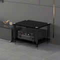 Media Storage Cabinet, Audio Video, Multi-Function Open Storage TV Stand, with Shock-Absorbing Feet Power Amplifier Shelf Equipment Cabinet for Living Room(Black,23.6'x18.8'x14.5')