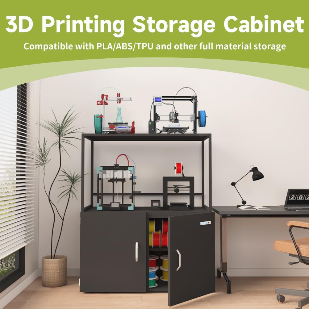 300L 3D Printer Filament Storage Stand with Dehumidifier | Industrial Sealed Dehumidifying Cabinet Holds 160 Rolls -Compatible with PLA/ABS/TPU (300L Black)